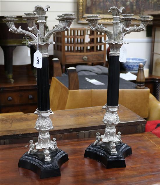 A pair of Regency style six light candelabra height 56cm